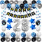 28th Birthday Decorations for Men Women Boy Girl,Blue Black Birthday Party Supplies with 28 Silver Number Balloon Happy Birthday Banner for 28th and 82nd Birthday Party