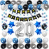 20th Birthday Decorations for Men Women Boy Girl,Blue Black Birthday Party Supplies with 20 Silver Number Balloon Happy Birthday Banner for 20th and 2nd Birthday Party