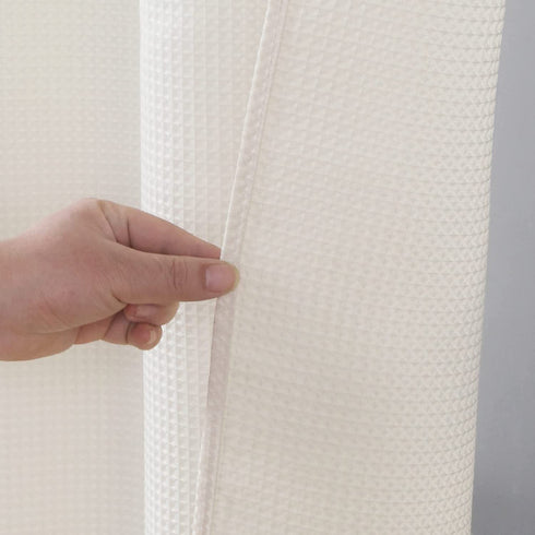 Home Queen Waffle Texture Shower Curtain with Magnets, Hotel Quality Honeycomb Bathroom Liner, Rust Resistant Metal Grommets,70" Wx72 L, Beige