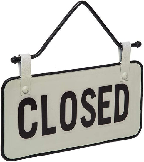 Foreside Home and Garden Small Open Closed Sign, White, Black