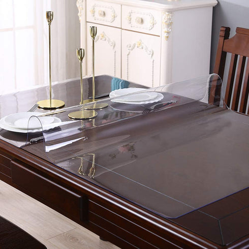 Square Tablecloth Protector 24 x 24 Inch Clear Desk Cover Protector 1.5 mm Thick Plastic Table Pad Mat Wooden Table Protector Desk Protector for End Table Night Stand Tea Table Kids and Student Desk