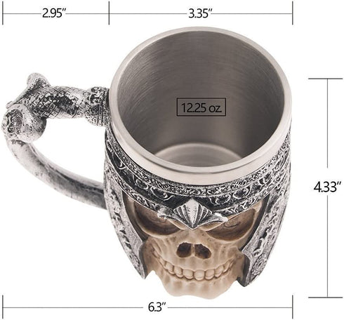 EightHD Stainless Steel Skull Mug 3D Design Cup