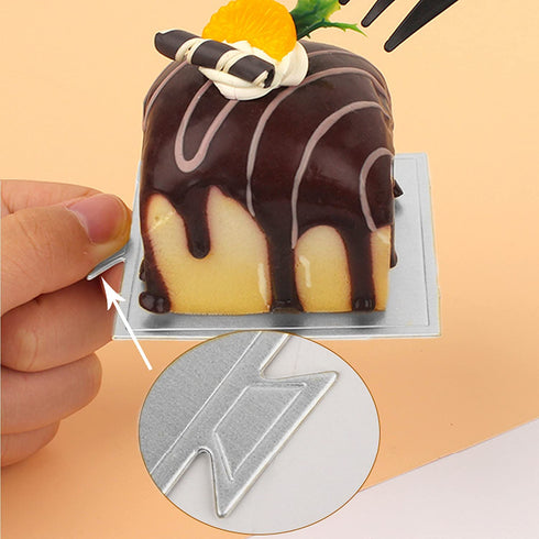 200 Pcs Mini Cake Boards, Silver Mousse Cake Boards Mini Cake Bases Cake Paper Board Plates Cupcake Dessert Displays Tray Cardboard Dessert Board Pastry Base - Grease Proof (Square Cake Boards)
