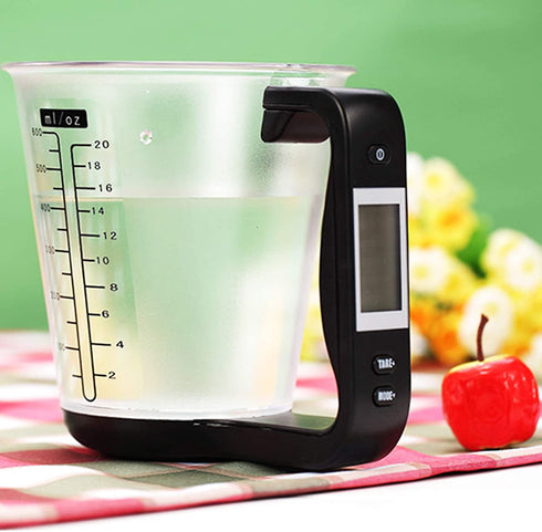 Digital kitchen Electronic Measuring Cup Scale Measuring Cup Kitchen Scales Digital Beaker Household Jug Scales with LCD Display Temp Measurement and Weight Display Black