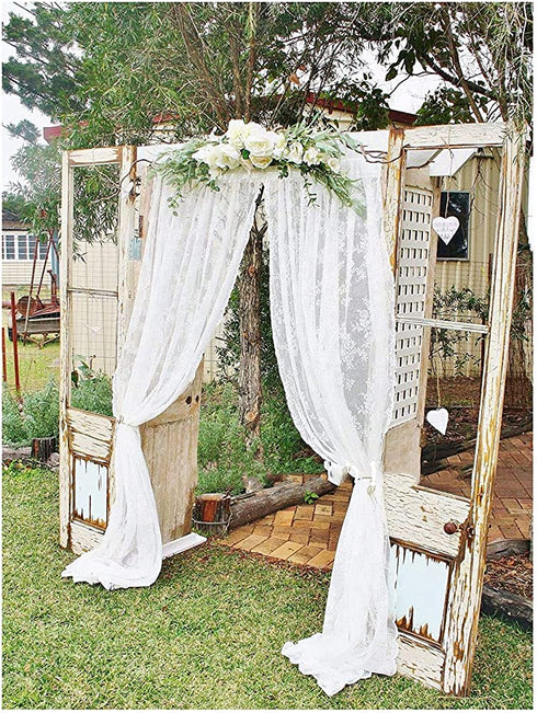 White Lace Tablecloth Rectangle 2 Pieces 60x120 Inch Embroidered Lace Rustic Table Cover for Birthday Party Wedding Baby Bridal Shower