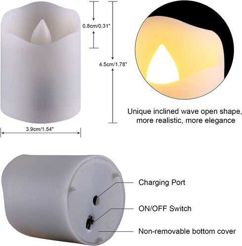 MIXALY 6 Pack 1.8?H Rechargeable LED Votive Tea Lights with Remote Timer - More Realistic Flickering Halloween Tealight Candles Warm White - Ideal for Daily/Party/Holiday Decor