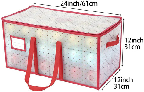 Sattiyrch Plastic Christmas Ornament Storage Box with Dual Zipper Closure - Box Contributes Slots for 128 Holiday Ornaments 4 Inches - Keeps 54 Xmas Holiday Ornaments (4 Inches.54pcs)
