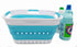 SAMMART 19L (5 Gallon) Collapsible Super Mini 3 Handled Plastic Laundry Basket - Foldable Pop Up Storage Container/Organizer - Space Saving Hamper/Basket (1, White/Bright Blue)