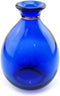 YILE Glass Vase for Flowers, Rounded Small Blue Glass Vase for Home Decor Gift Centerpieces Events (Dark Blue & Gold)