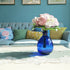 YILE Glass Vase for Flowers, Rounded Small Blue Glass Vase for Home Decor Gift Centerpieces Events (Dark Blue & Gold)
