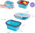 Collapsible Food Storage Containers with Airtight Lid and Vent Valve, Stacking Silicone Collapsible Storage Containers for Food, Microwave & Freezer & Dishwasher Safe, Blue, Small, Set of 4