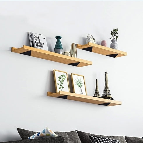 Halyuhn Floating Triangle Brackets 4 Pcs for Small Floating Wood Shelves, 4 x 3 inches Wall Triangle Shelf Brackets with 2 inches Anchor Screws, Black Carbide Metal Brackets Set for Wood Shelf