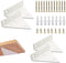 Halyuhn White Shelving Brackets 4 Pcs for Small Floating Wood Shelves, 4 x 3 inches Wall Triangle Shelf Brackets with 2 inches Anchor Screws, White Carbide Metal Brackets Set for Wood Shelf
