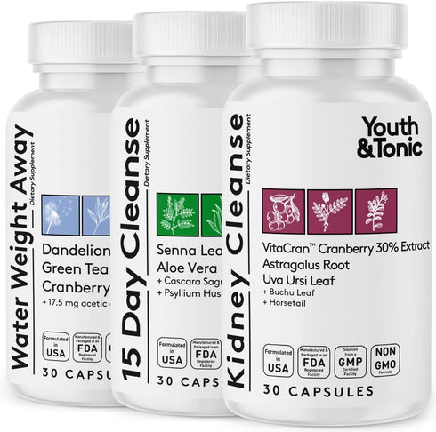 Full Body Cleanse Detox for Women & Men to Flush Out Residual Waste & Excess Water Weight | Colon Kidney Urinary Tract & Fluid Loss Support | Diuretic Pills for Belly Bloat & Swelling to Feel Lighter