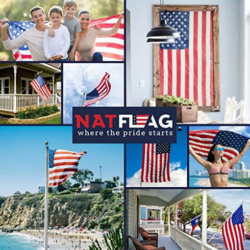 American Flag - Heavy-Duty US Flag - Embroidered Stars - Nylon USA Flag Built for Outdoors - Sewn Stripes - UV Protection - Brass Grommets (3x5 ft)