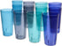 US Acrylic Caf© 32-ounce Plastic Restaurant Style Lightweight Stackable Beverage Tumblers | Reusable, BPA-free, Made in the USA, Top-rack Dishwasher Safe | Iced Tea Cups set of 12 in 4 Coastal Colors