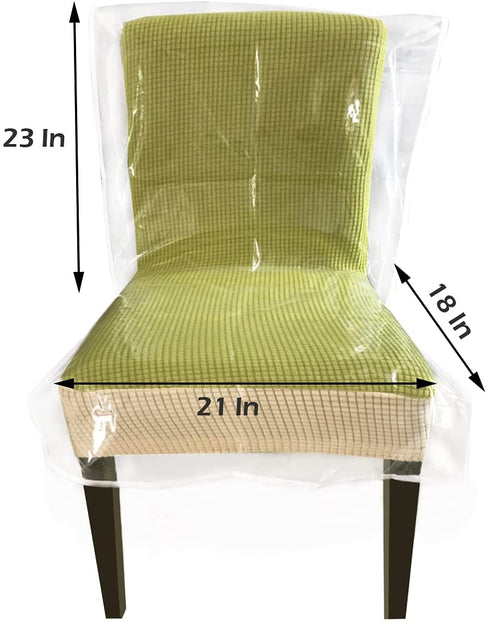 Plastic Chair Covers for Dining Room, Waterproof Plastic Chair Covers with Backrests Heavy Duty Clear Chair Seat Cover, No Dust, Dirt, Spill, Paws and Claws Fit W/21 x D/18 Inch (2 Pack)