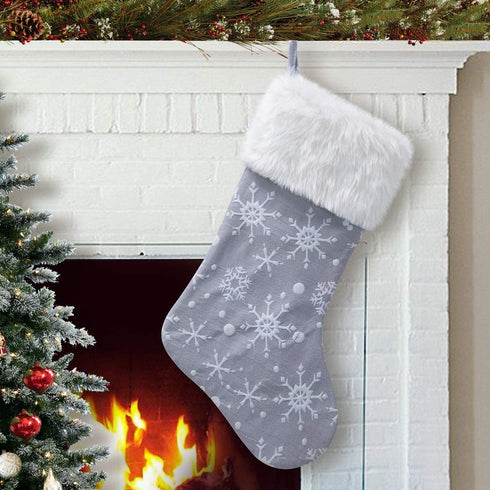 S-DEAL Grey White Snow Pattern 21 Inches Christmas Stocking Double Layers Gift Holders Xmas Holiday Party Mantel Decoration