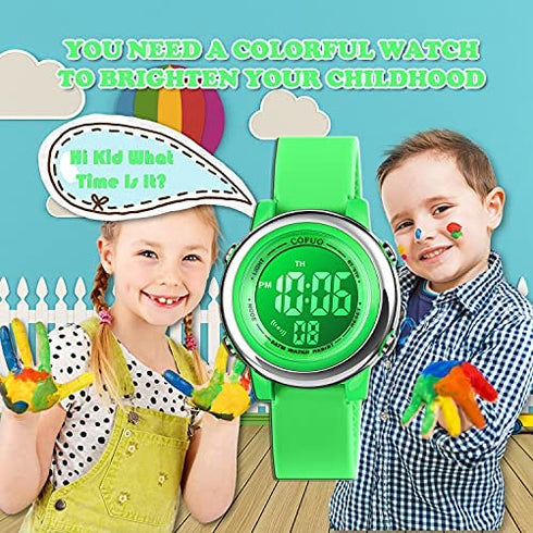 Kids Digital Sport Waterproof Watch for Girls Boys, Kid Sports Outdoor LED Electrical Watches with Luminous Alarm Stopwatch Child Wristwatch