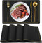 Black Faux Leather Placemats Set of 4, Waterproof Wipeable Washable Indoor Placemats for Dining Table Home Kitchen Dinner, Elegant Rectangle Placemats, Easy Clean Table Mats Set of 4 by WEHVKEI