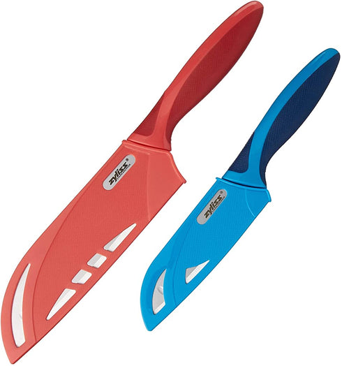 ZYLISS 2 Piece Santoku Knife Set with Sheath Covers, Stainless Steel