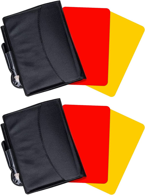 Friencity Soccer Referee Card Sets, Warning Referee Red and Yellow Cards with Wallet Score Sheets, Pencil Accessories, 2 Packs