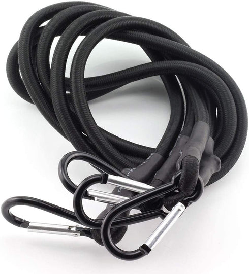 2pcs 48x1/3 Inch Bungee Cord with Hook Heavy Duty Straps 2 Climbing Hooks Strong Elastic Rope Shock Cord Tie Down Set Black