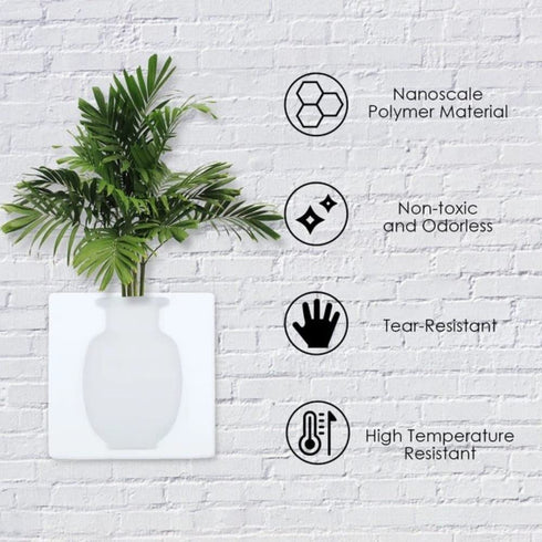 Magic Silicone Vase, Removable Silicone Flower Vase, Reusable Wall-Mounted Sticky Flower Vase, Self-Adhesive Bouquet Plant Storage Decor for Wall, Glass, Window, Fridge, Bathroom(6Pcs White)