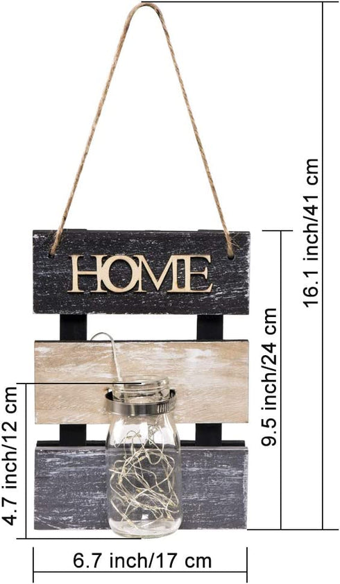 Dailyart Rustic Wall Sconces Mason Jars Sconce Farmhouse Wall Hanging Decor Lights LED Fairy Lights Home Decoration, Fake Plastic Flowers, Set of 2