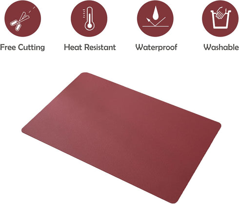 GabrielModu Placemats,Washable Table Mats for Dining Table,Waterproof Durable Reusable Non-Slip Heat-Resistant Stain- Resistant PVC Mats Kitchen,Easy Clean Wipeable Place Mat Set of 4, Wine Red
