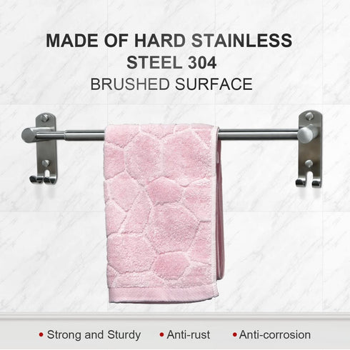 Single Towel Bar for Bathroom, Kitchen, Adjustable Towel Bar 15.2 to 26.5 Inch, Made of Stainless Steel 304, Wall Mounted Towel Holder Bar with Screws Kit, Brushed Texture¦