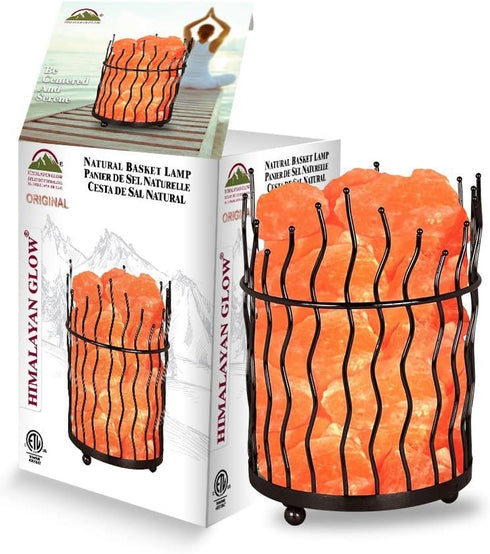 Himalayan Glow 1332 Basket Salt lamp, 6-8 lbs, Amber Glow