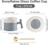 TILANY Tea Cup and Saucer Set - Snowflakes Glazed Coffee Cups with Saucer and Golden Spoon , Luxury 7 Ounce Ceramic Latte Mug Cappuccino Mugs - Drink Ware Gift For Women, Men (Grey)