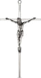 ACHIBANG Crucifix Wall Cross - Metal Slender Catholic Hanging Jesus Cross for the Wall - 10 Inch - Shiny Silver