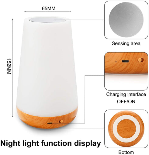 AMEXI Table lamp, Touch Sensor Bedside lamp + dimmable Warm White Light,Used in lamp for Kids Room Room ,Corridor, Living Room USB Rechargeable Night Light (Beige)