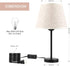 Table Lamp Set of 2, Modern Bedside Table Lamps, Nightstand Lamp Set with Fabric Lamp Shade and Black Metal Base for Bedroom Living Room Kids Room Girls Room Dressers Coffee Table Office College Dorm