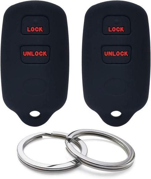 GFDesign 2Pcs Silicone 3 Buttons Key Fob Cover Remote Case Keyless Protector Compatible with Toyota Corolla Camry Echo Matrix Prius Tacoma Tundra RAV4 FJ Cruiser Highlander Sequoia Yaris Scion xA xB