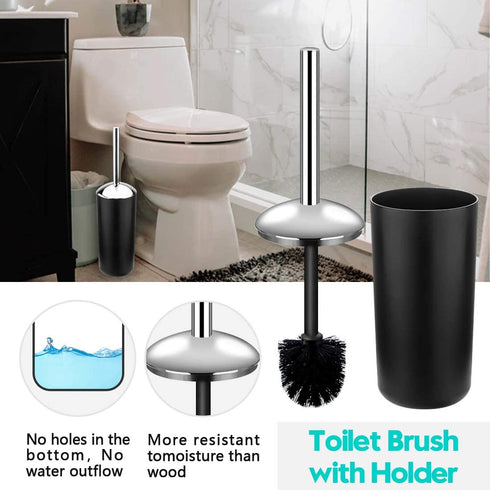 Papillon Bathroom Accessories Set-6 Piece Plastic Gift Set Toothbrush Holder,Toothbrush Cup,Soap Dispenser,Soap Dish,Toilet Brush Holder,Trash Can,Tumbler Straw Set Bathroom (Black)