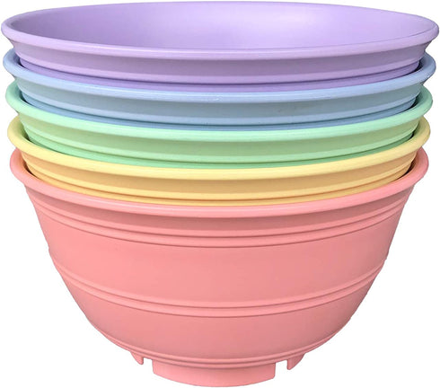 30 Oz Bamboo Fiber Plastic Deep Bowls for Cereal, Soup, Rice, Salad, Snack / Pop Corn, Dessert & Noodle (Set of 5)-Dishwasher & Microwave Safe-Unbreakable Reusable Lightweight Eco Friendly & BPA Free