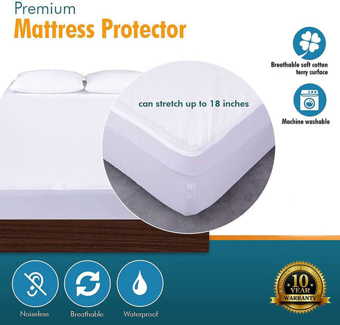 PlushDeluxe Mini Crib Size Waterproof Mattress Protector Breathable Soft Cotton Terry Surface (Mini Crib)