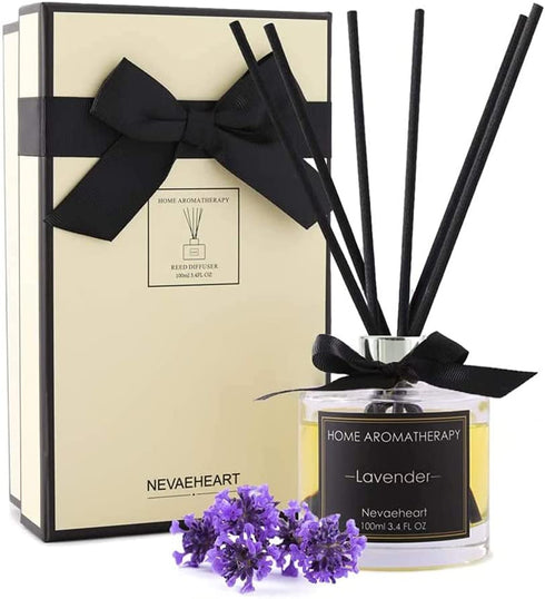 NEVAEHEART Reed Diffuser, Lavender Fragrance Diffuser, 3.4 oz(100ml), Aromatherapy Diffuser Sticks, Scented Oil Diffuser Sticks, Reed Diffuser Set, Home Fragrance with Gift Box