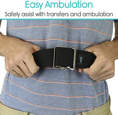 Vive Gait Belt (60 Inch) - Transfer Assist Device for Seniors, Elderly, Bariatric, Occupational and Physical Therapy - Medical Nursing Safety
