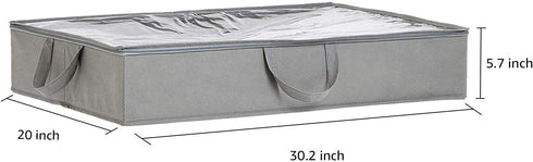 Amazon Basics Under Bed Fabric Storage Container Bags with Window and Handles - 2-Pack, 30.2 x 20 x 5.7 Inches, Gray