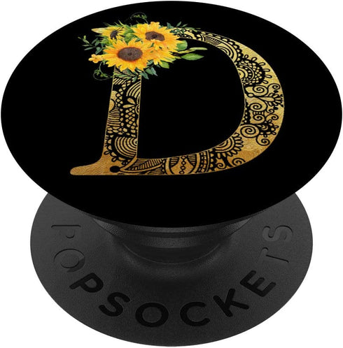 Sunflower Pop Socket Letter D - Phone Case Stand D Popsocket PopSockets PopGrip: Swappable Grip for Phones & Tablets