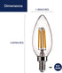 FLSNT B11 E12 LED Candelabra Base Bulbs 60W Equivalent, 4.5W Dimmable LED Candle Light Bulbs, 2700K Soft White, Pack of 12