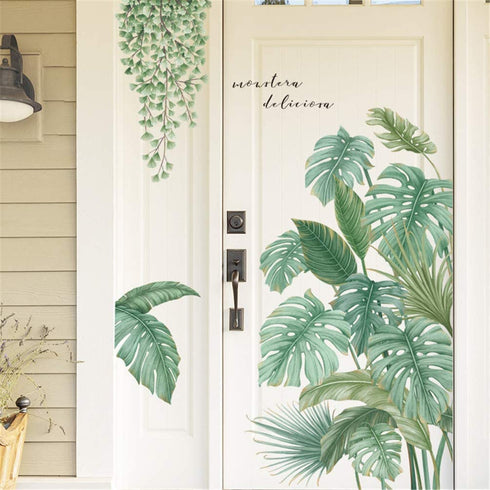 Aeemyonw Palm Leaf Wall Stickers Green Plants Wall Decor Jungle Leaf Wall Posters Wall Stickers Art Murals for Bedroom Living Room Home Decoration