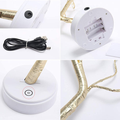 Lxcom Lighting LED Globe Lights 36 LEDs New Gold Copper Wire Tree Branches LED Bonsai Table Tree Lighted USB Battery Operated with Touch Switch Decorative Desk Lamp for Home Decor, Warm White