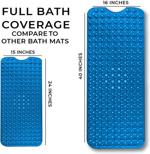 ENKOSI Bath Mat - Large Non Slip Bathtub & Shower Mat - Extra Long 40 x 16 Inch Bathroom Mats for Tub Nonslip Anti Slip Bathmats (40x16 Sky Blue 1-Pack)