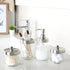 Amolliar Mason Jar Bathroom Accessories Set(4 Pack) - Lotion Soap Dispenser&Qtip Holder Set&Toothbrush Holder-Rustic Farmhouse Decor Apothecary Jar Bathroom Countertop,Vanity Organize (Brushed Nickel)