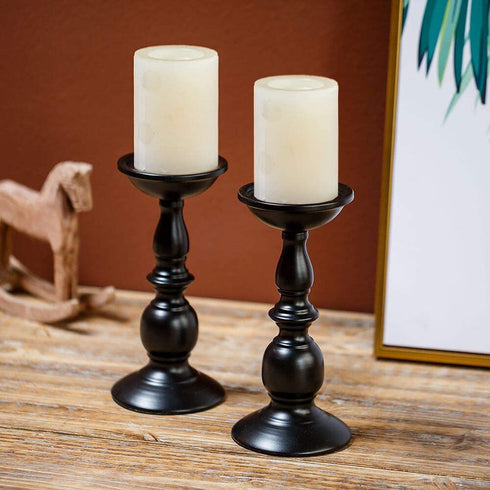 2 Pcs Black Pillar Candle Holders, Most Ideal for 3" Pillar Candles, Gifts for Wedding, Party, Home, Spa, Reiki, Votive Candle (2 x L)